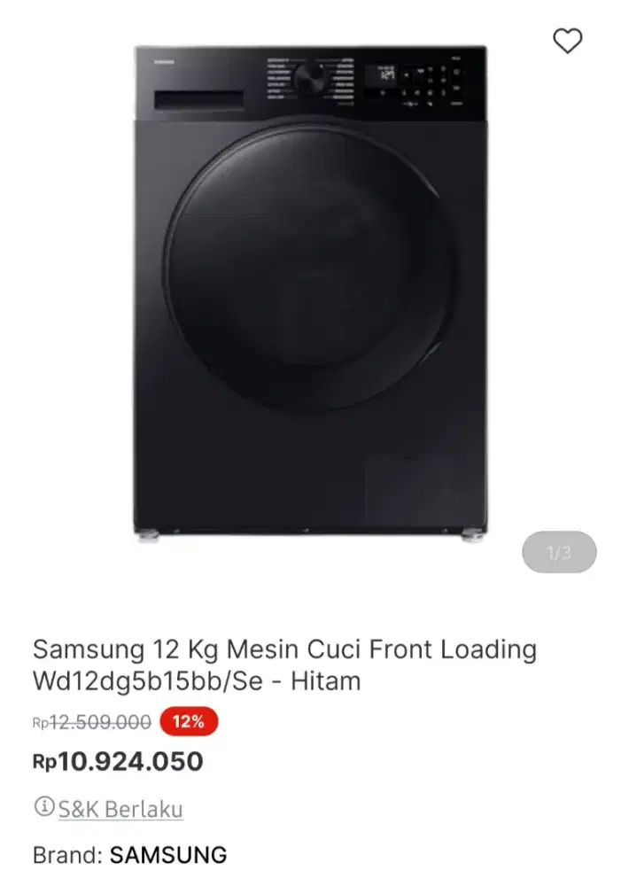 Mesin cuci samsung 100% kering 12kg