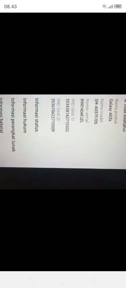 Samsung A03s Ram 4/64gb