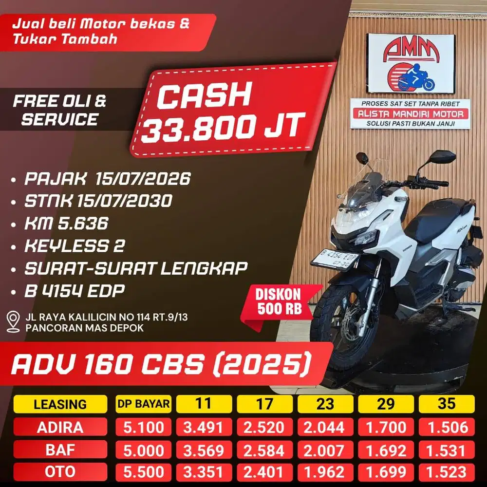 ADV 160 CBS TH 2025 BISA CASH/KREDIT/TT/PAKAI CC/PAYLATER