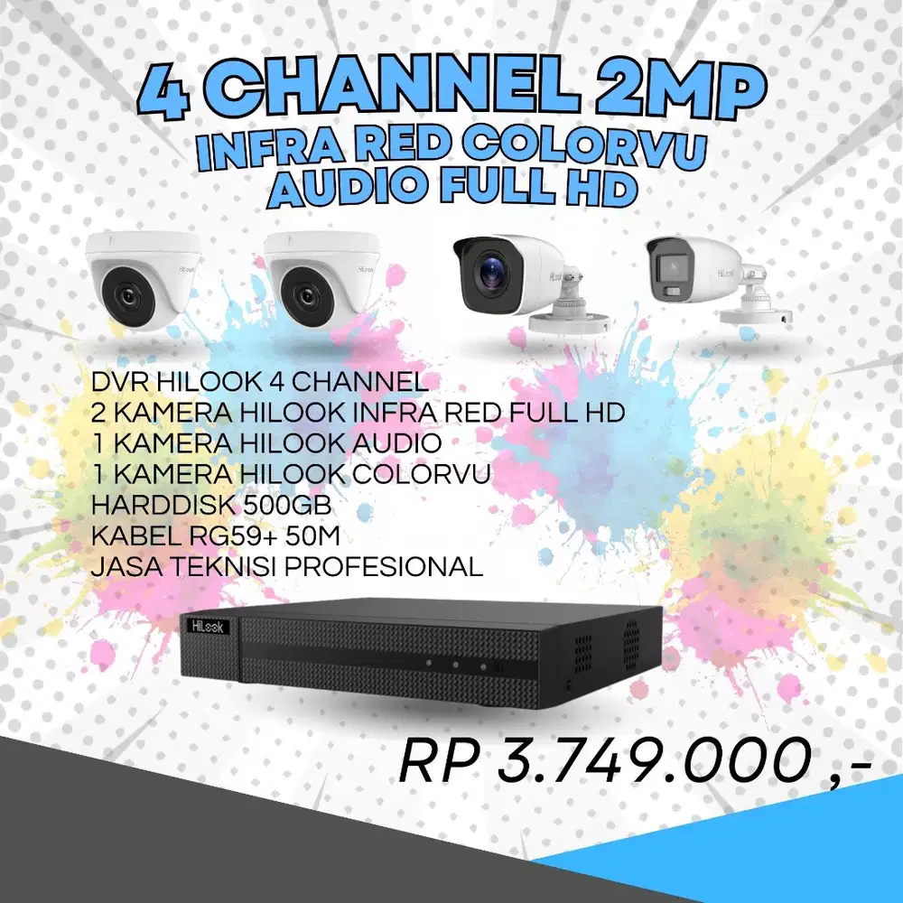 HARGA PAKET CCTV HILOOK 4 CHANNEL 2MP