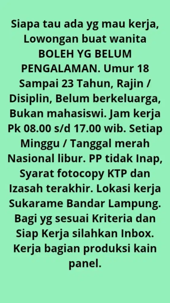 Lowongan kerja wanita