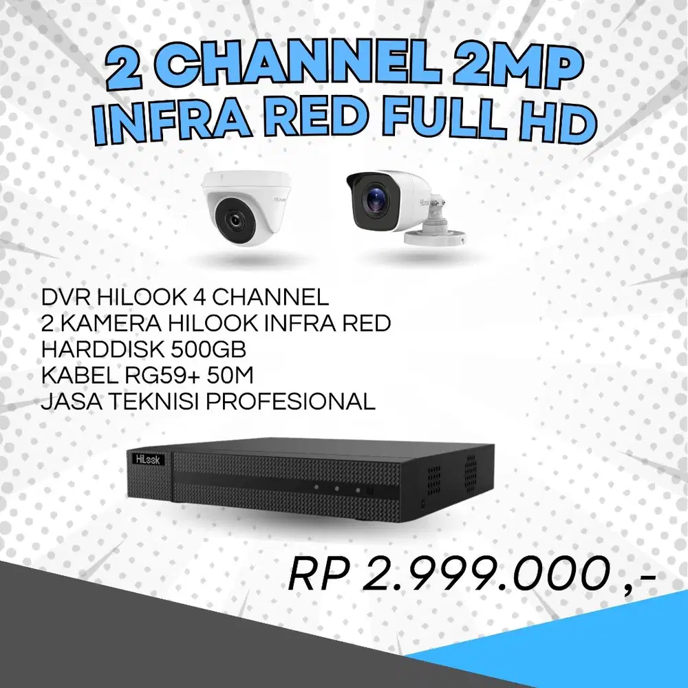 HARGA PAKET CCTV HILOOK 2 CHANNEL 2MP