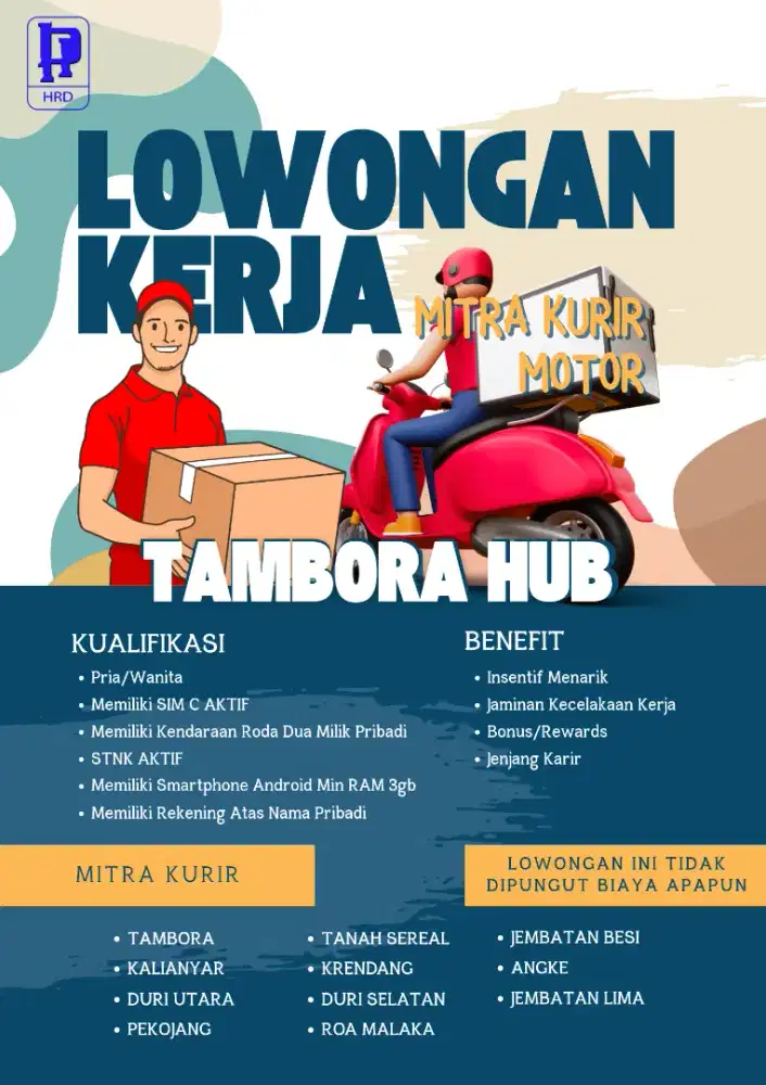 DIBUTUHKAN URGENT MITRA KURIR TAMBORA