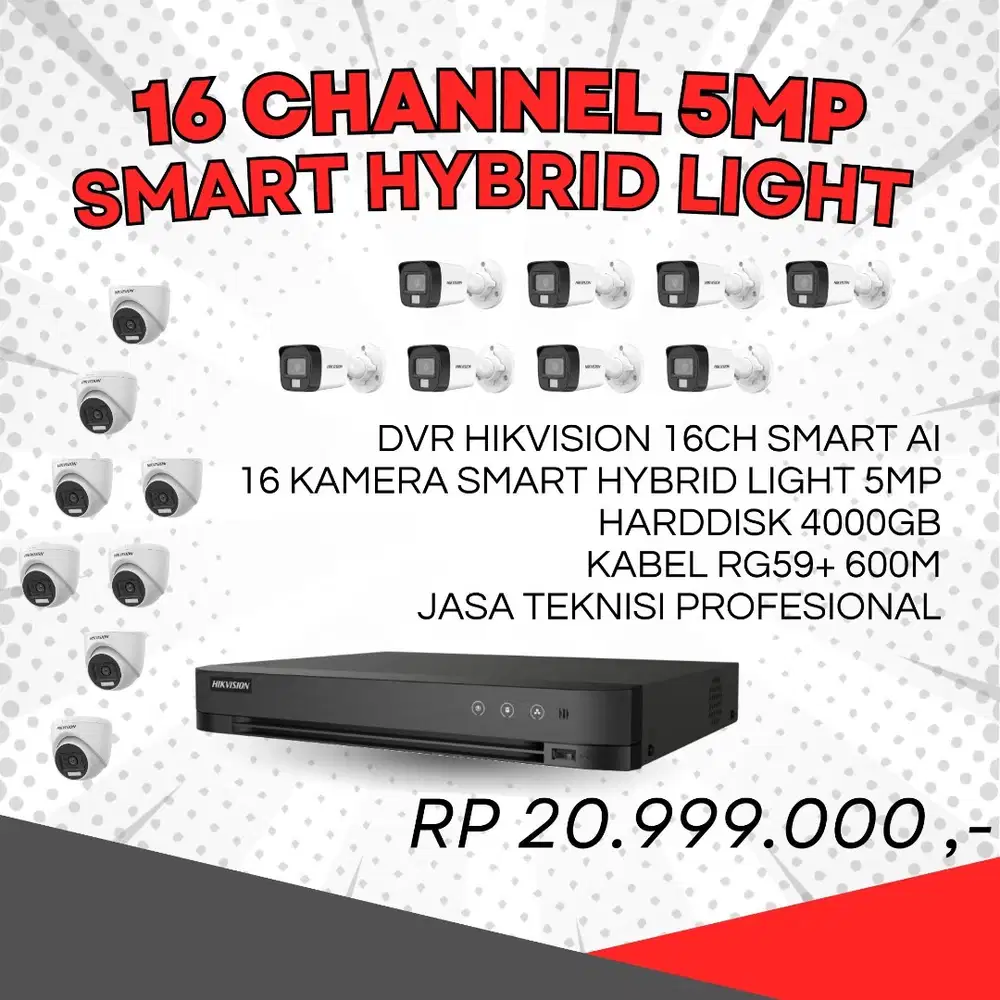 HARGA PAKET CCTV HIKVISION 16 CHANNEL 5MP