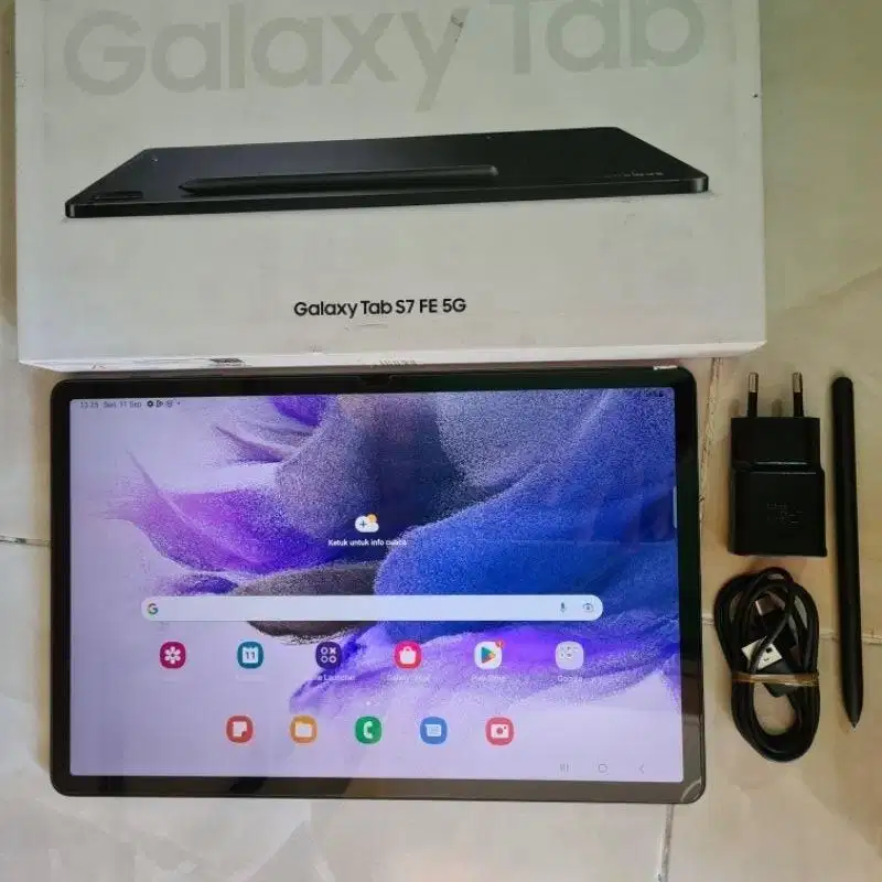 Samsung Galaxy Tab S7 FE 5G Fullset Bisa kartu 6/128 gb