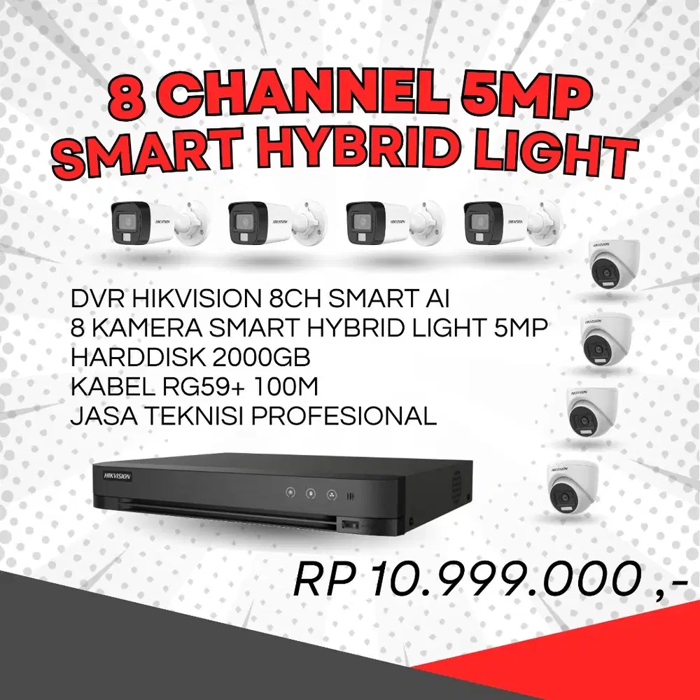 HARGA PAKET CCTV HIKVISION 8 CHANNEL 5MP