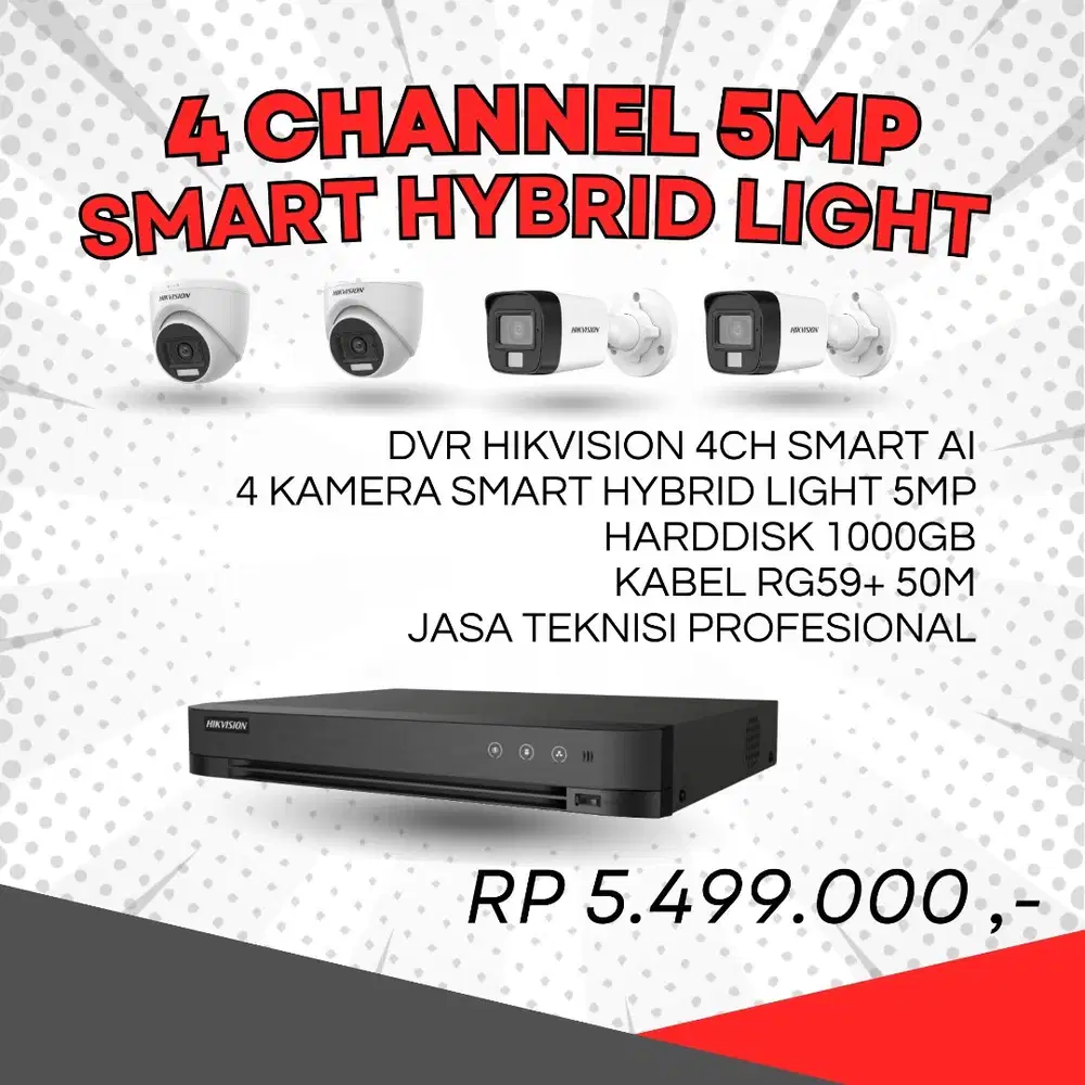 HARGA PAKET CCTV HIKVISION 4 CHANNEL 5MP