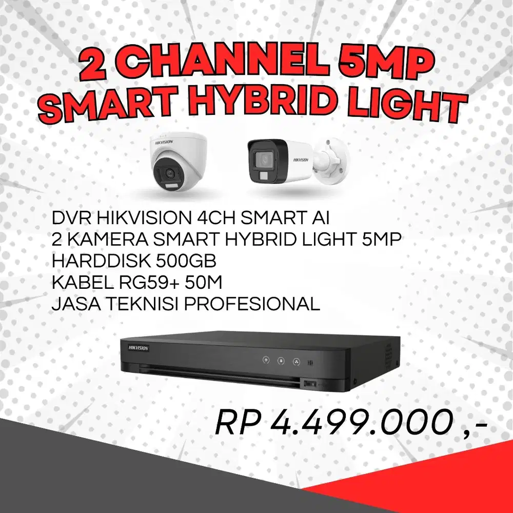 HARGA PAKET CCTV HIKVISION 2 CHANNEL 5MP