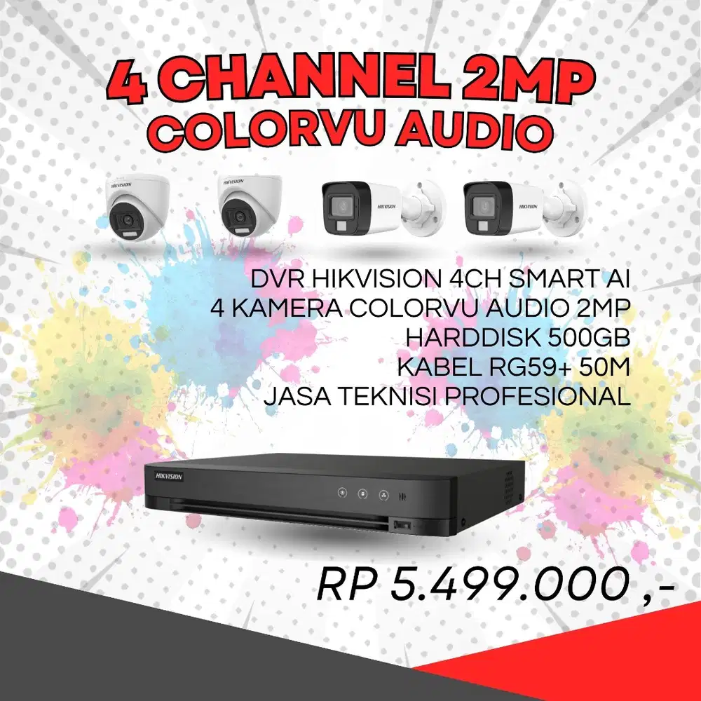 HARGA PAKET CCTV HIKVISION 4 CHANNEL 2MP