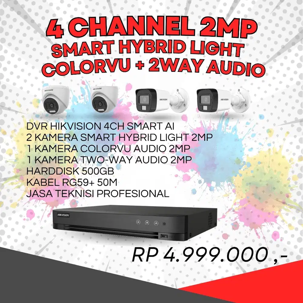 HARGA PAKET CCTV HIKVISION 4 CHANNEL 2MP