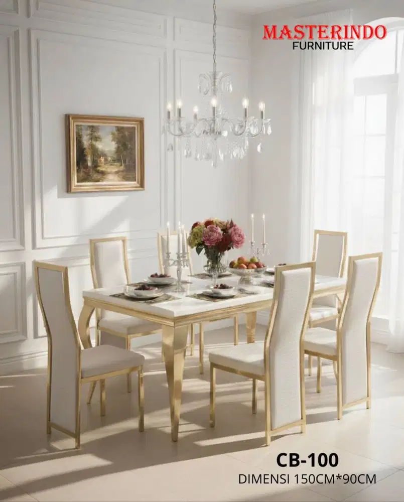 Meja Makan Sultan Granit Kursi 6