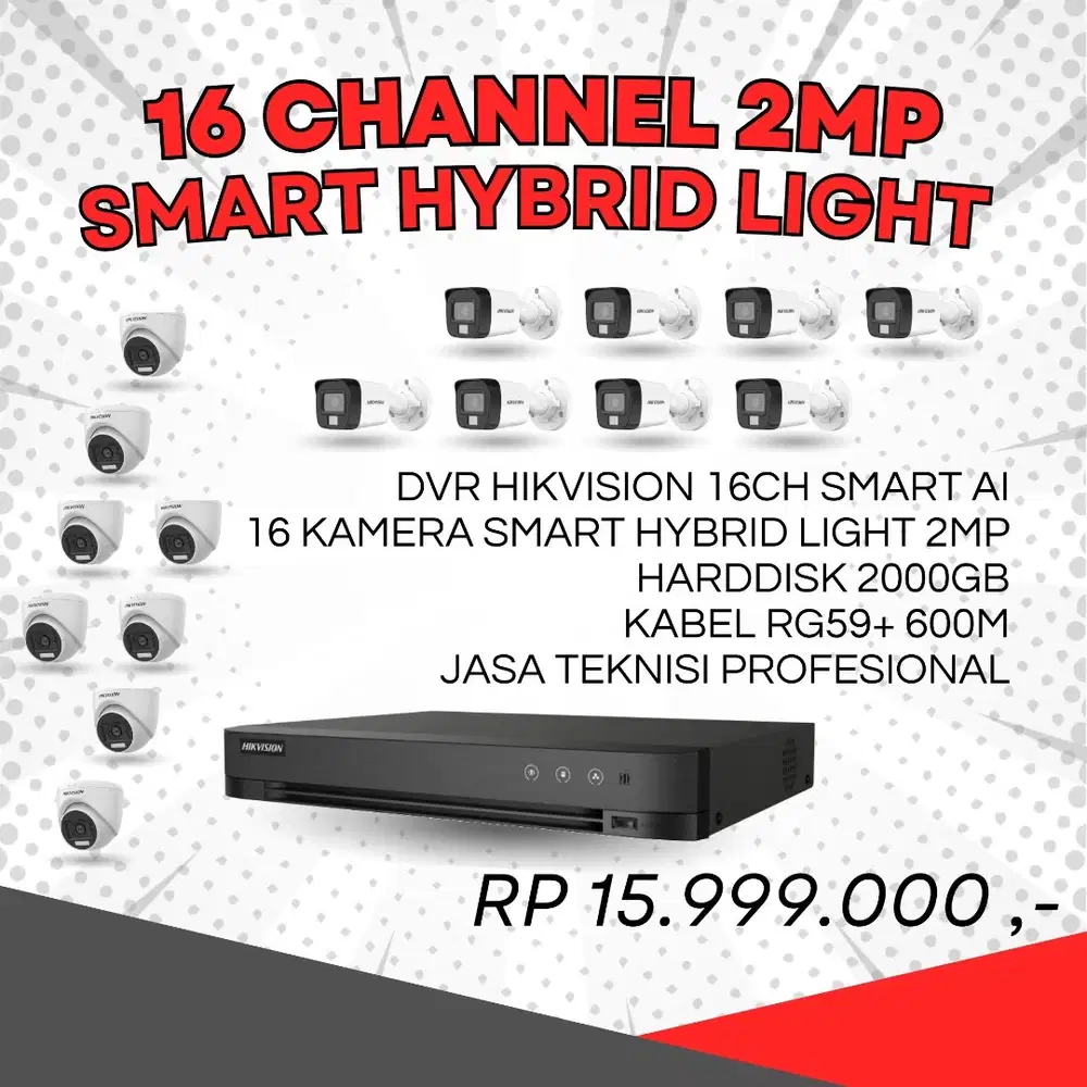 HARGA PAKET CCTV HIKVISION 16 CHANNEL 2MP