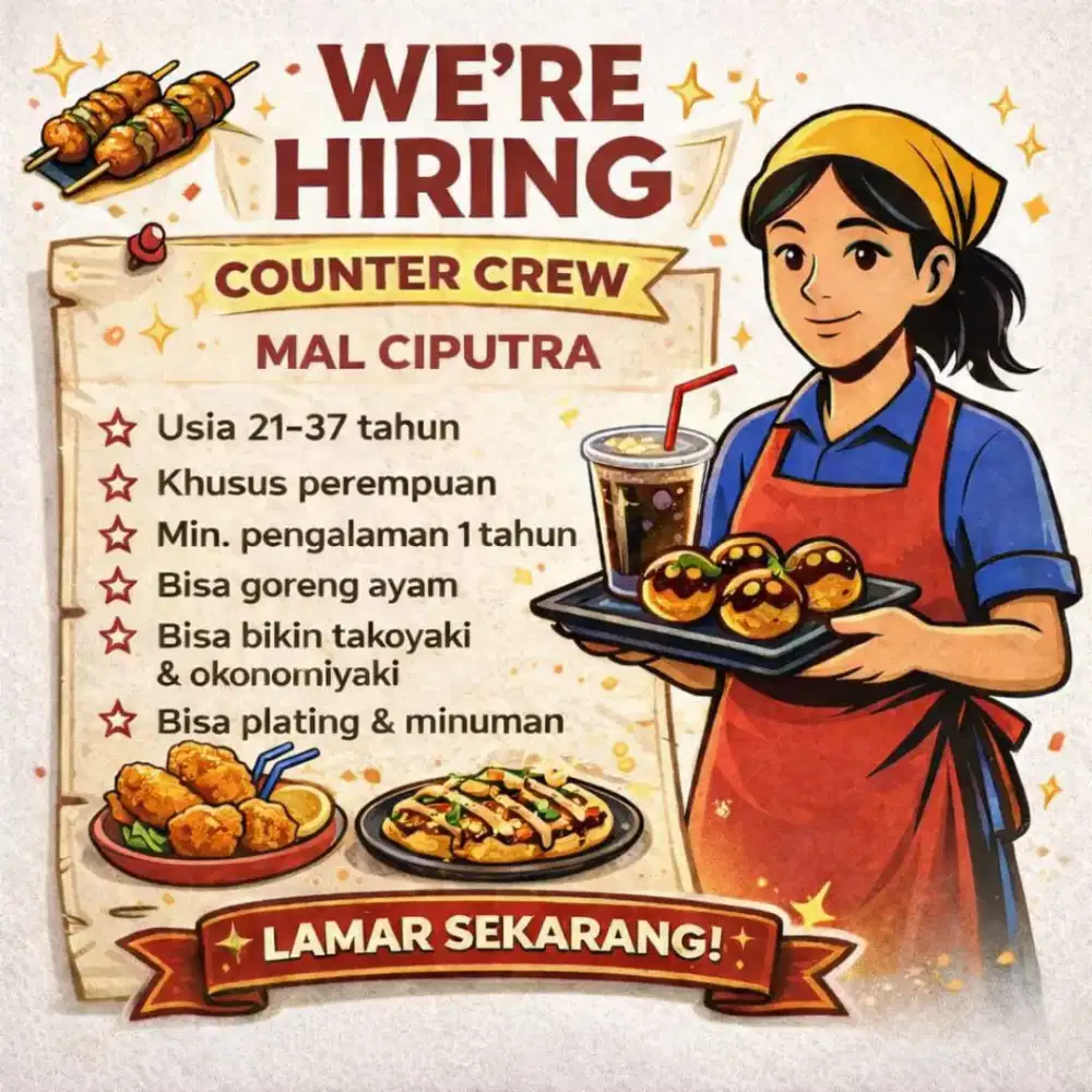 DICARI CREW MASAK TAKOYAKI, MASAKAN JEPANG