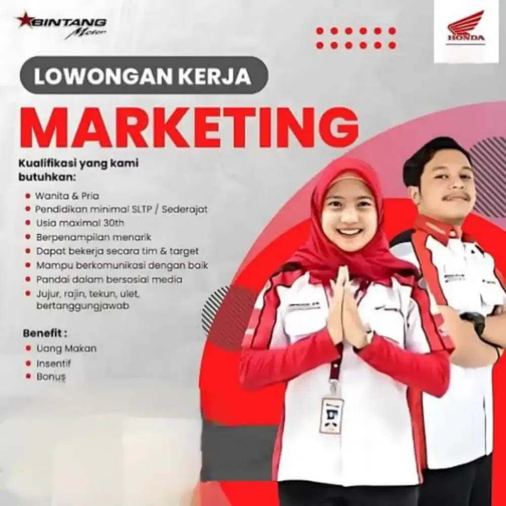 LOWONGAN PEKERJAAN MARKETING HONDA