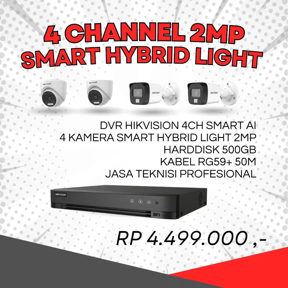 HARGA PAKET CCTV HIKVISION 4 CHANNEL 2MP