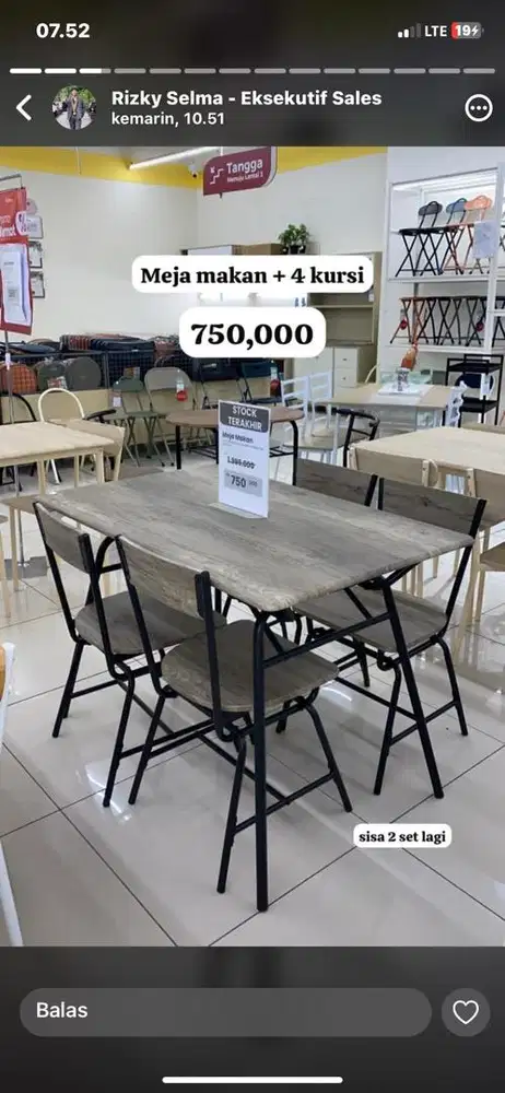 Meja makan angkat display Selma