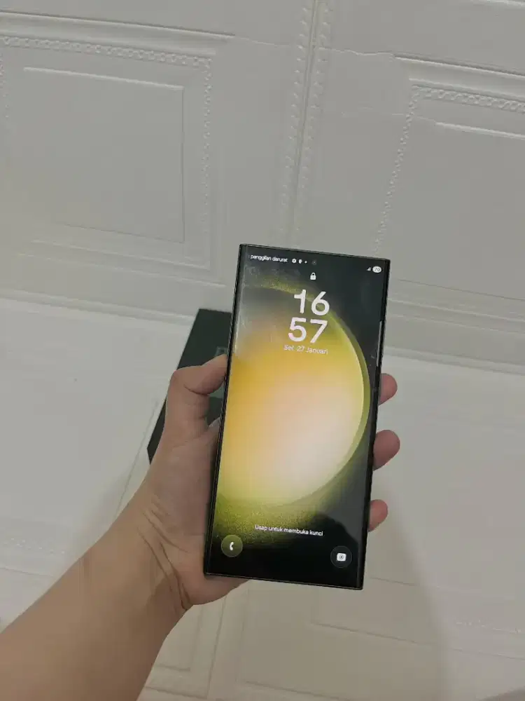 Samsung S23 Ultra 12/512gb Kaca layar retak fisik mulus no dent