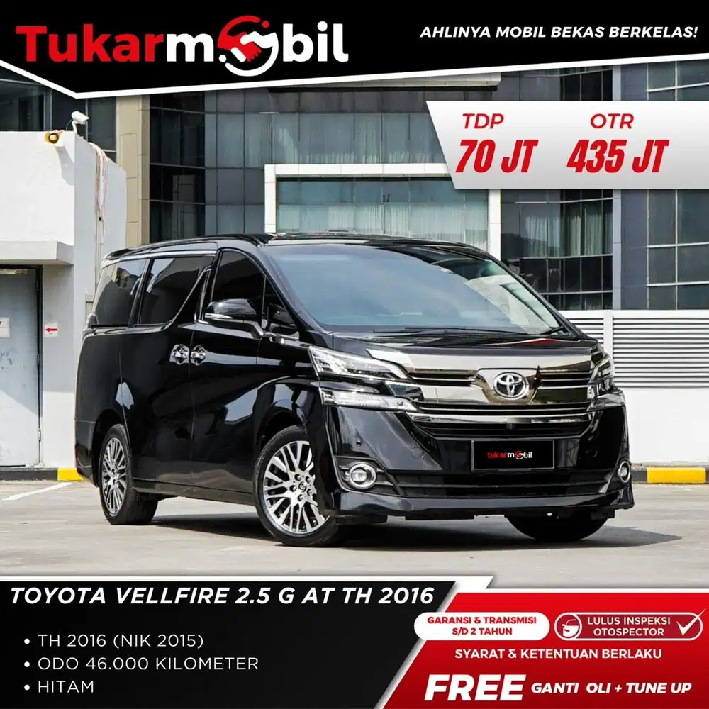 [BERGARANSI] TOYOTA VELLFIRE 2.5 G MATIC TAHUN 2015/2016 HITAM GANJIL