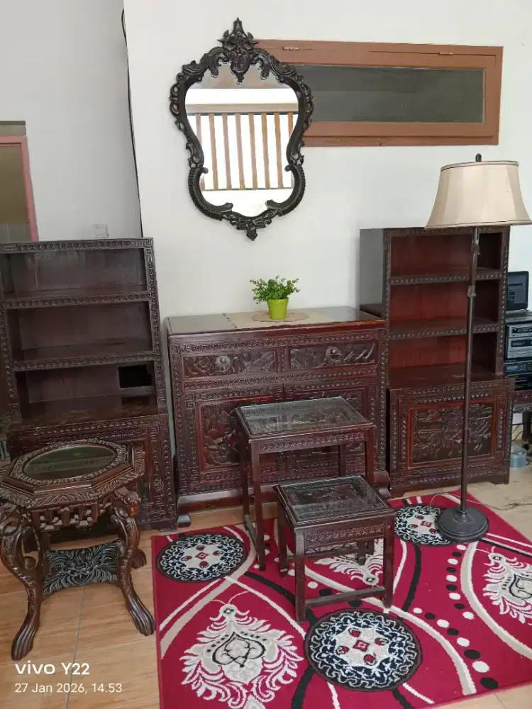 Furniture antik jati tua ukiran super berat dan kokoh