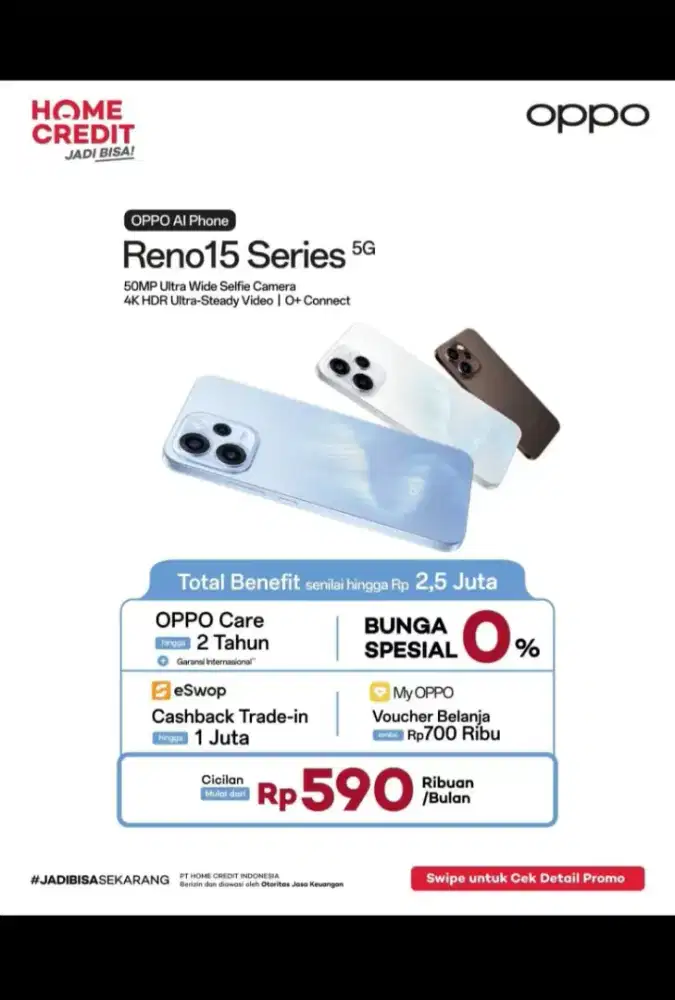 Kredit oppo reno 15series hanya dengan KTP