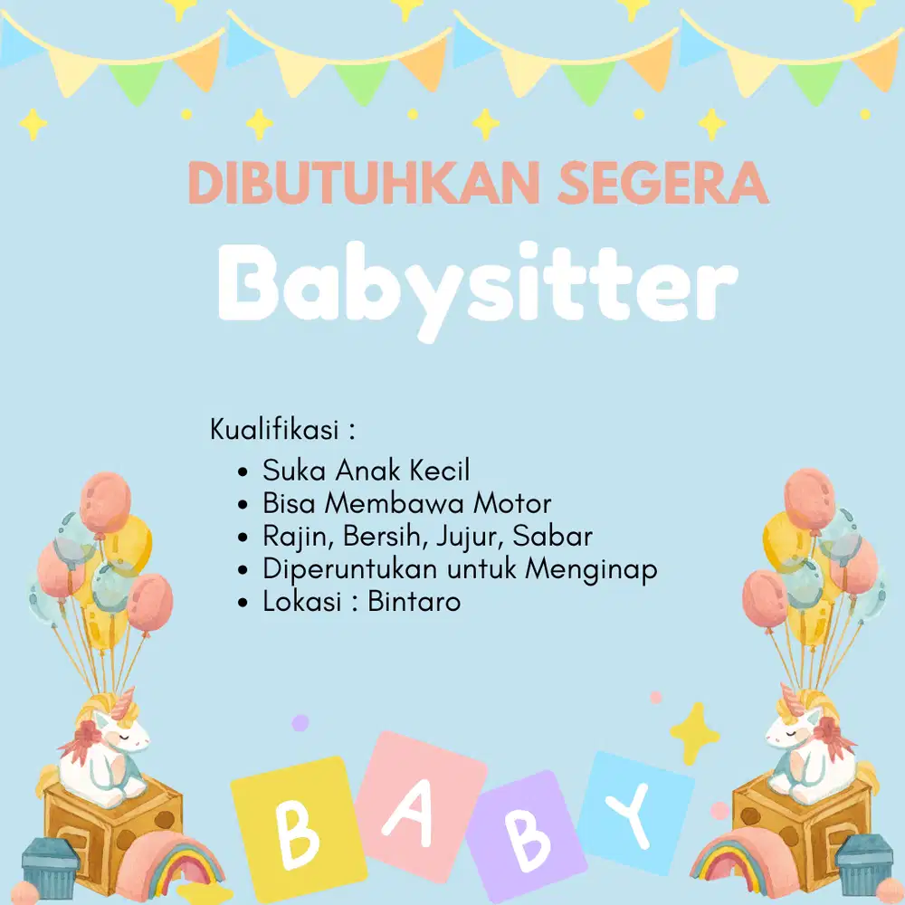 DIBUTUHKAN SEGERA PENGASUH ANAK