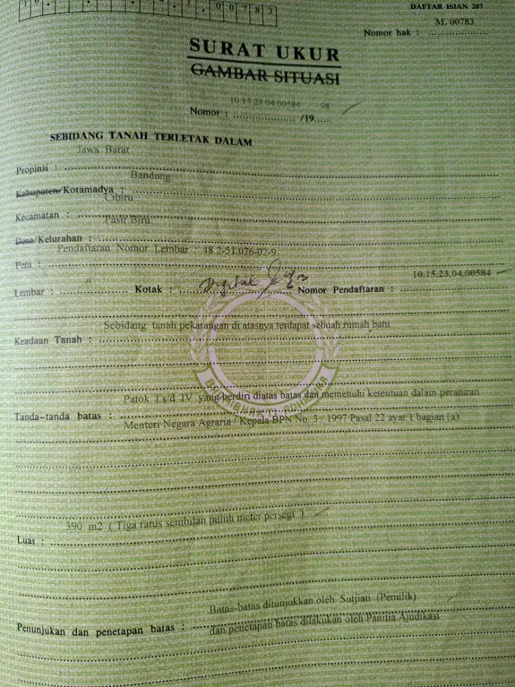 DIJUAL TANAH 390 M² DGN HRGA 700 JT BISA NEGO