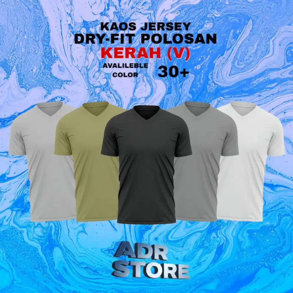 Kaos polos V neck jersey dryfit
