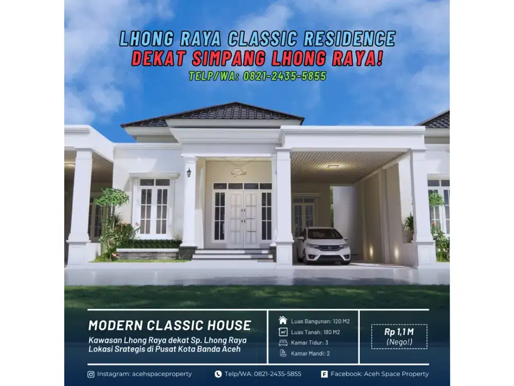 Dijual Rumah Classic di Lhong Raya - Dekat Jembatan Peunyeurat dan Simpang AMD!