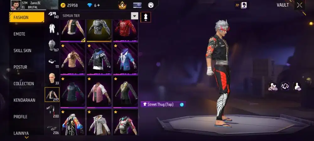 Jual akun ff amanah baru angel merah on SG lumut on 3evo on