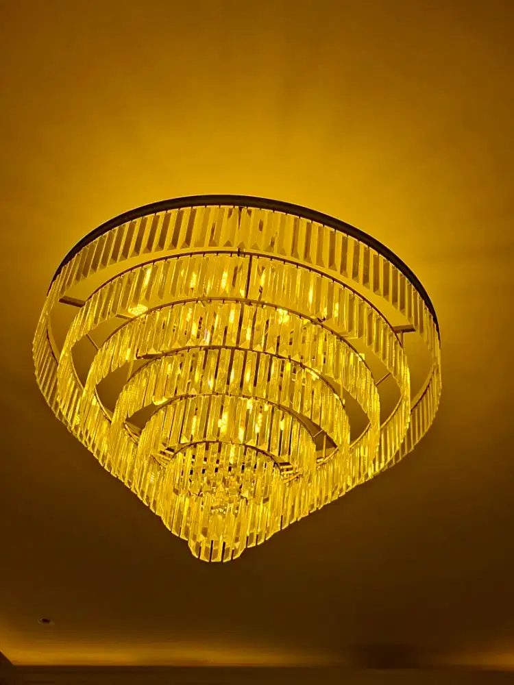 Lampu 7 Susun Ruang Tamu Nickle Crystal Chandelier Modern
