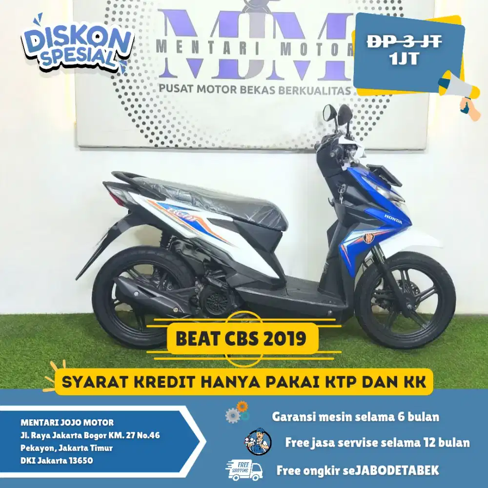 BEAT SPORT CBS 2019 DP 1JT ANGSURAN 27RB/HRI MENTARI JOJO MOTOR
