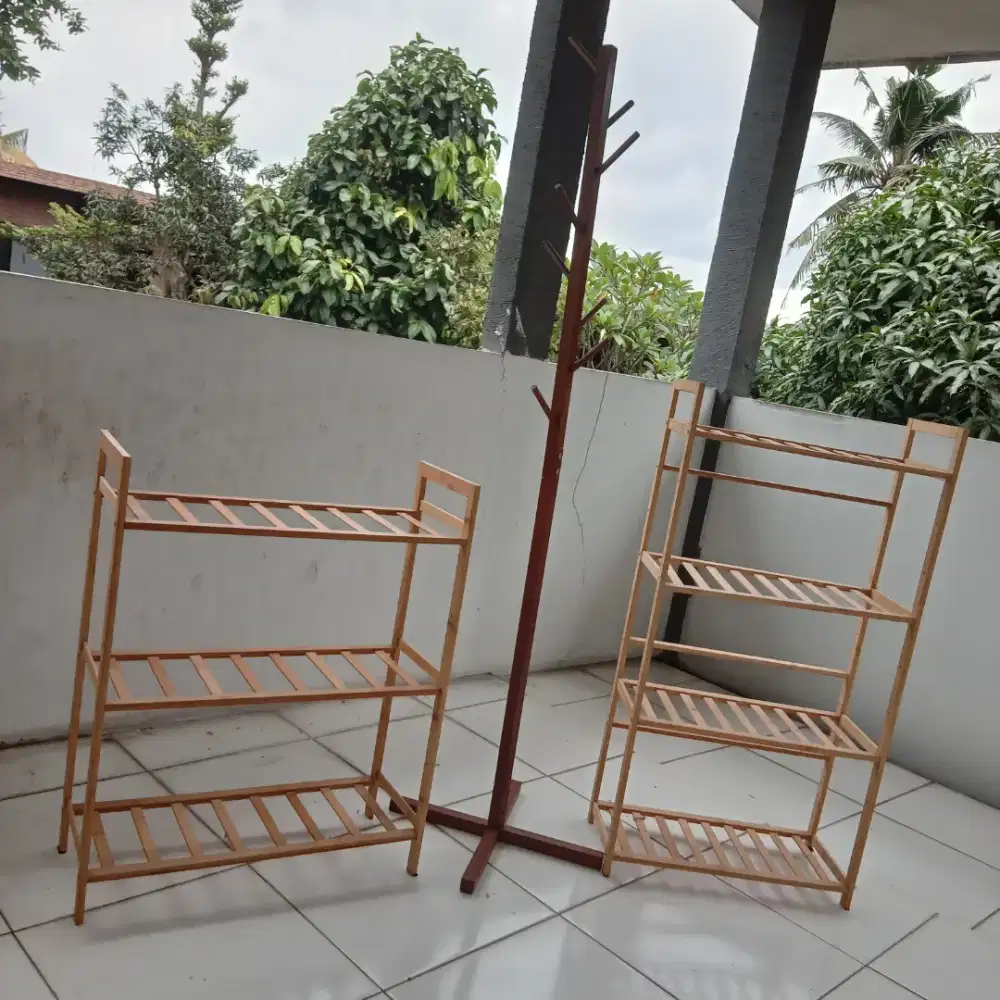 Rak Susun Kayu & Stand Kayu Gantungan