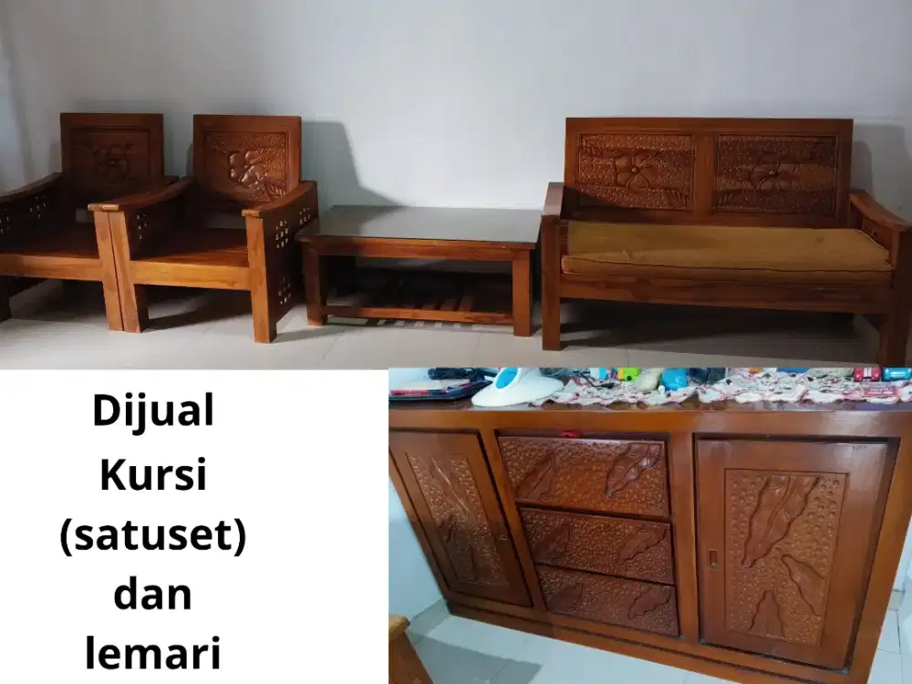 Dijual Lemari dan kursi+meja kayu jati