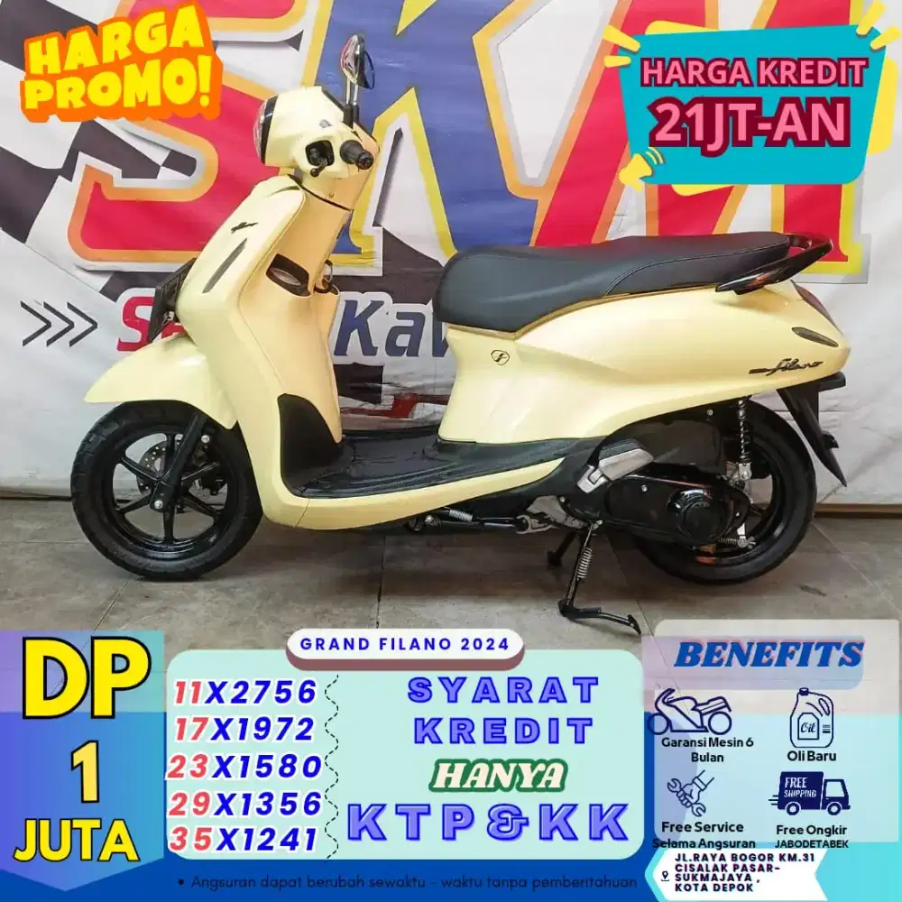 Promo grand Filano 2024 DP 1jt PROSES 1HARI syarat KTP KK