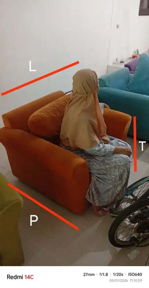 Sofa kuat dan lembut (lebar 100 cm) + bantal