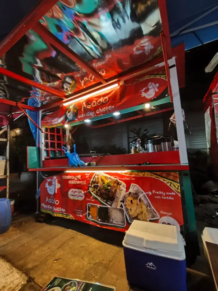 Gerobak Jualan Makanan Bekas – Full Kanopi & Lampu – Siap Pakai