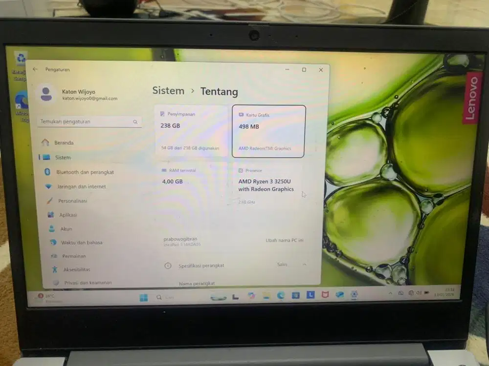 Lenovo ideapad slim 3 ryzen 3 jual cepet