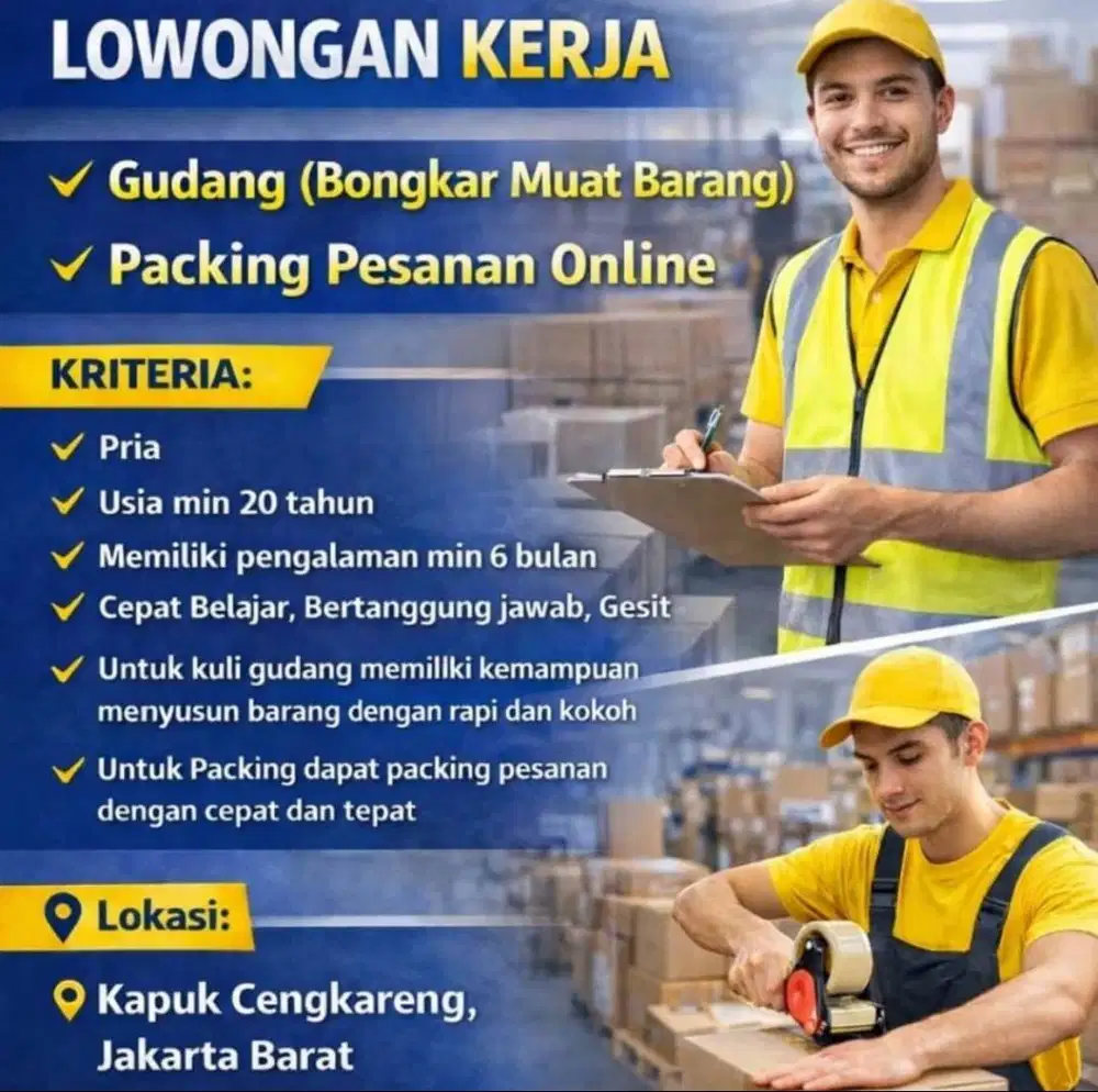 Dibutuhkan Kuli Gudang dan Packing