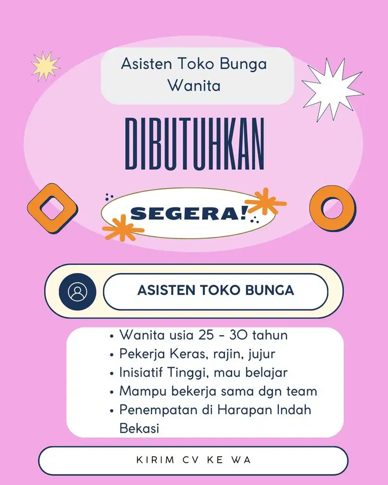 WANITA - ASISTEN TOKO BUNGA