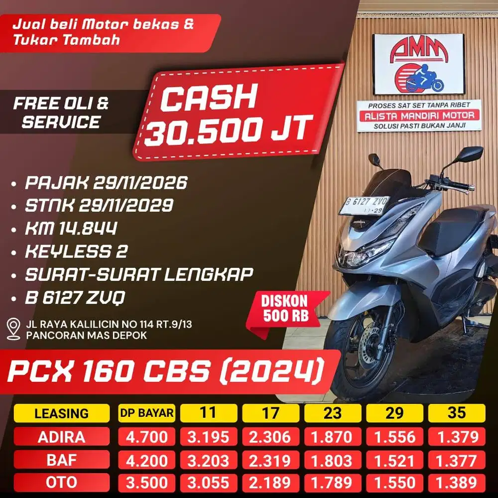 PCX 160 CBS 2024 PAJAK HIDUP REMOT 2 KM LOW INDODANA KREDIVO ALISTA