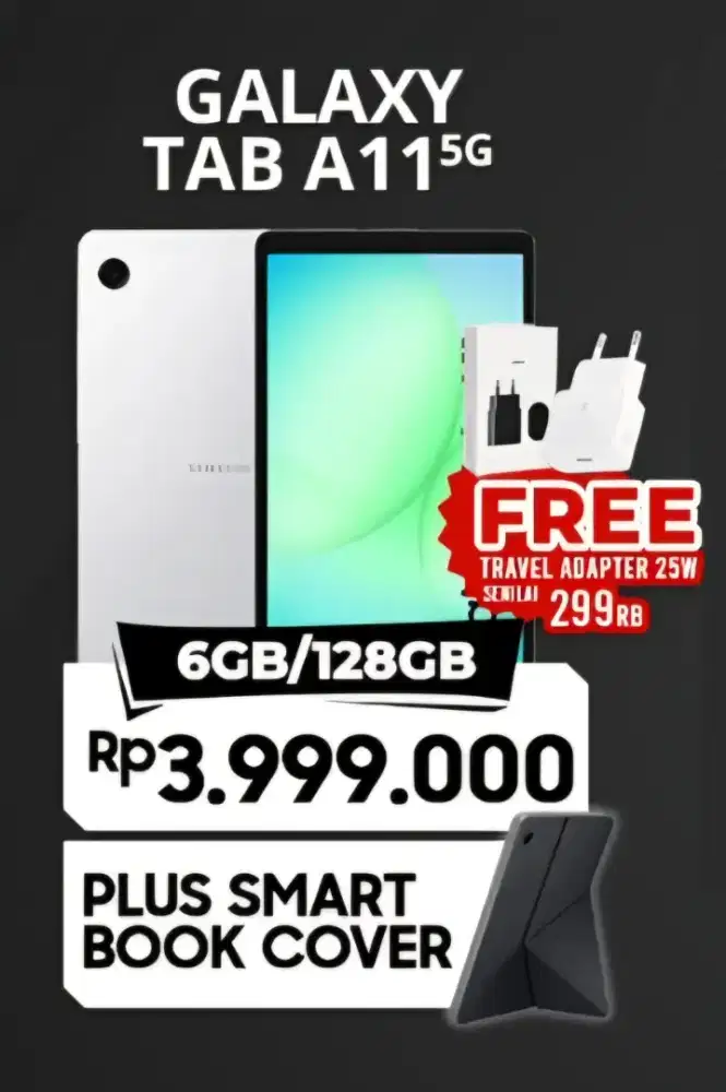 Samsung Tab A11+ 5G Free Adaptor & Book Cover