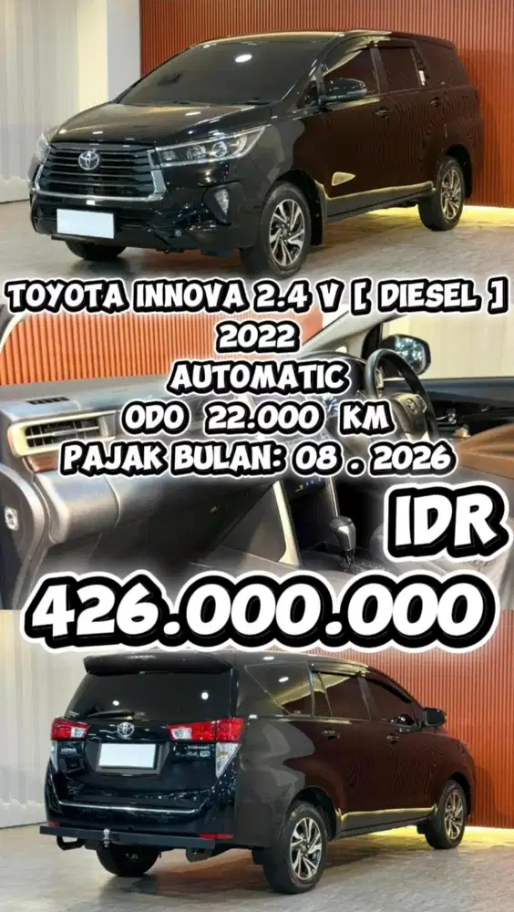 [ ODO 22.000 KM ] TOYOTA INNOVA 2.4 V DIESEL AT 2022 SIAP SIAP PAKAI