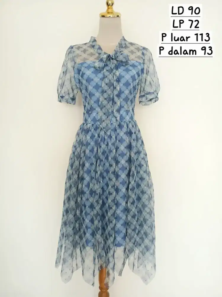 Baju terusan dress mesh rumbai size M, preloved