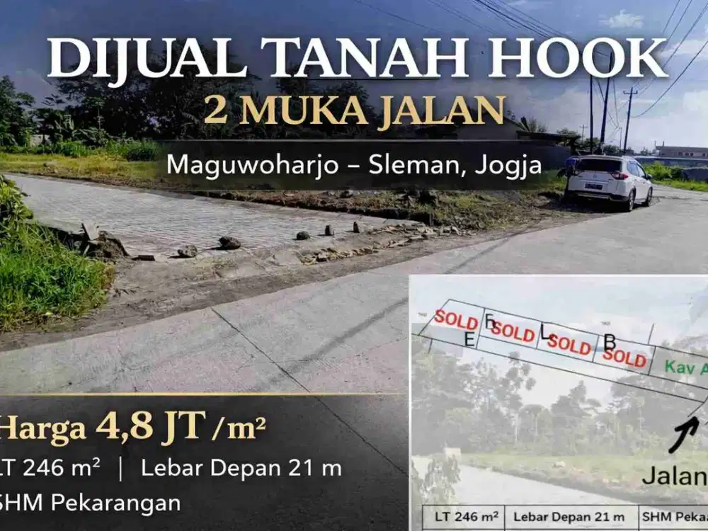 Dijual Tanah Hook SHM Pekarangan Maguwoharjo Sleman Jogja 246 m²