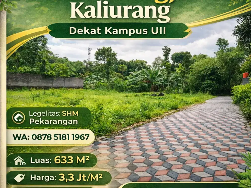 Tanah Jogja Kost Area Kampus UII Kaliurang SHM Pekarangan