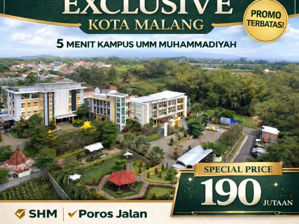 Tanah Kavling Poros Jalan, 5 Menit Kampus UMM Muhammadiyah  Malang