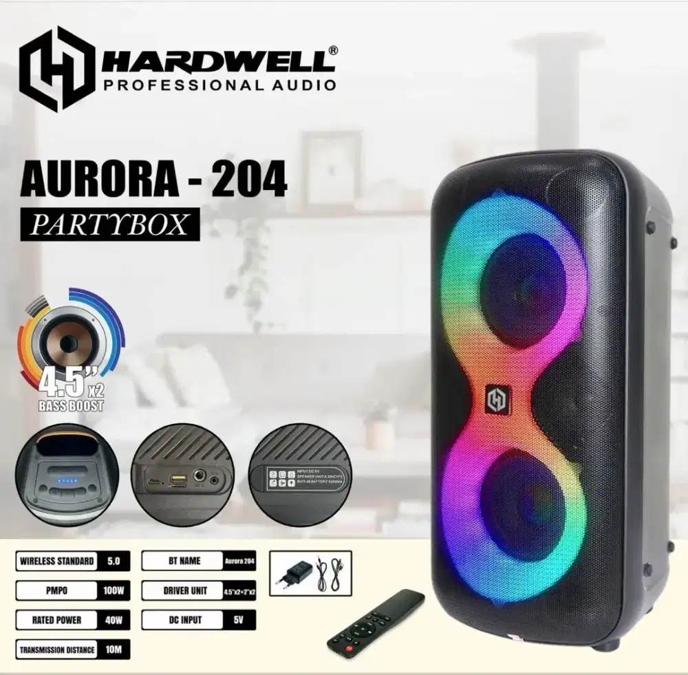 Hardwell aurora 204 speaker aktif portable original resmi