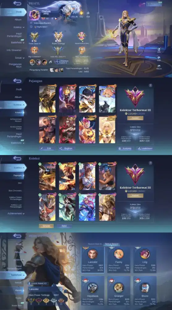 Jual akun Ml data aman