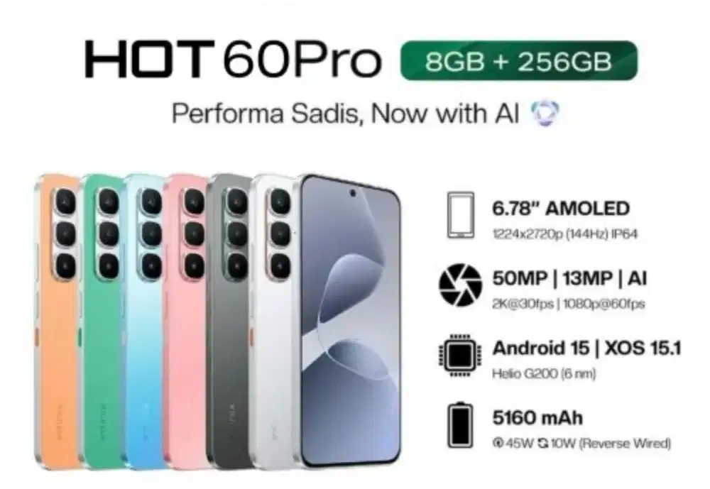 INFINIX HOT 60 PRO RAM 8/256 GARANSI RESMI 1 TAHUN