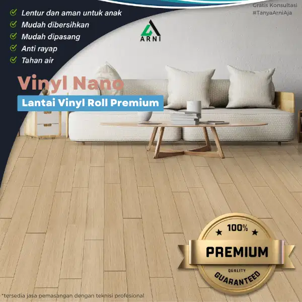 Lantai Vinyl Foam Roll Nano Glossy 2mm Motif Kayu | Lentur, Tahan Air